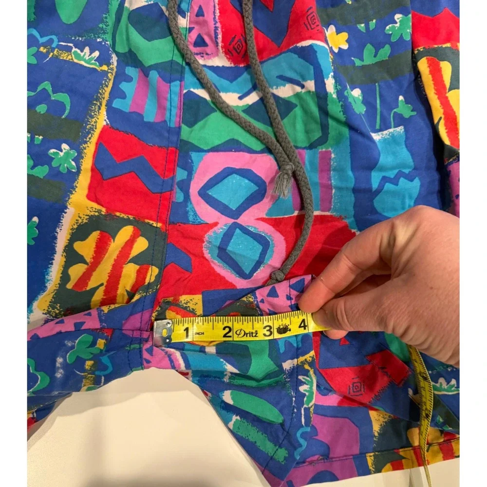 Vintage Santostefano Mens Abstract Geometric‎ Swim Trunks Multicolor Medium 90s